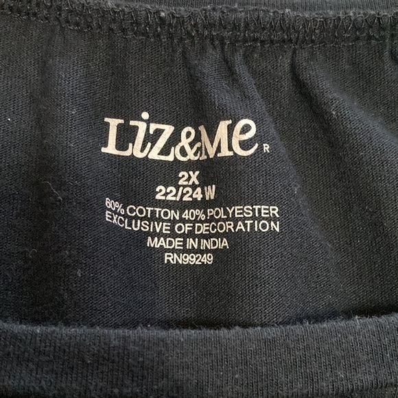 Liz&Me black tee with accents size 2x - Picture 3 of 7